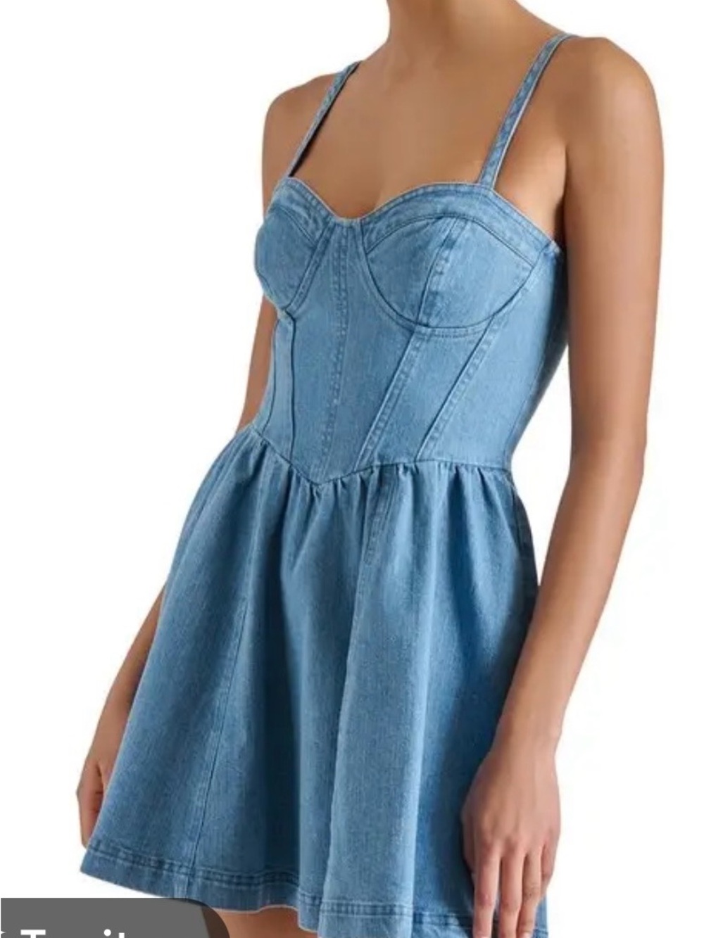 Denim Bustier Mini Dress - Light Blue